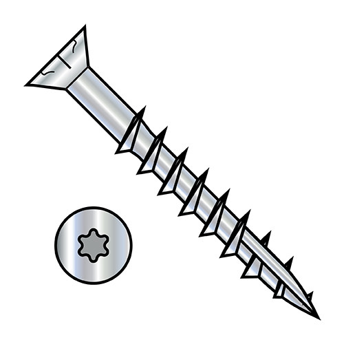 8X1 1/2 6 Lobe Flat Nibs Deck Screw Type 17 2/3 Thread Zinc 1,000HR Salt Spray (Pack Qty 5,000) BC-0824DTF17HC