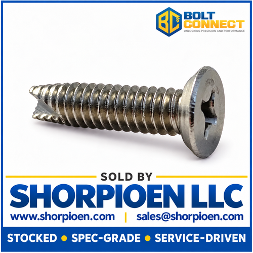 8-32X3/4 Phillips Flat Undercut Thread Cutting Screw Type 23 Fully Thread 18-8 Stainless (Pack Qty 5,000) BC-08123PU188