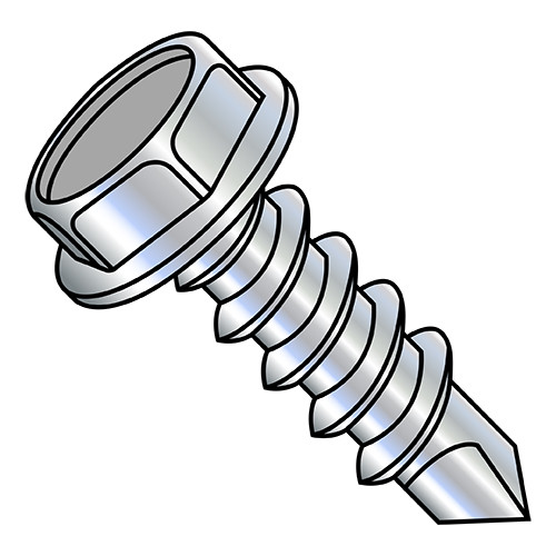 10-16X3/4 Unslotted Indented Hex washer Self Drill Screw #1 Point Full Thread Zinc (Pack Qty 4,000) BC-1012KW1