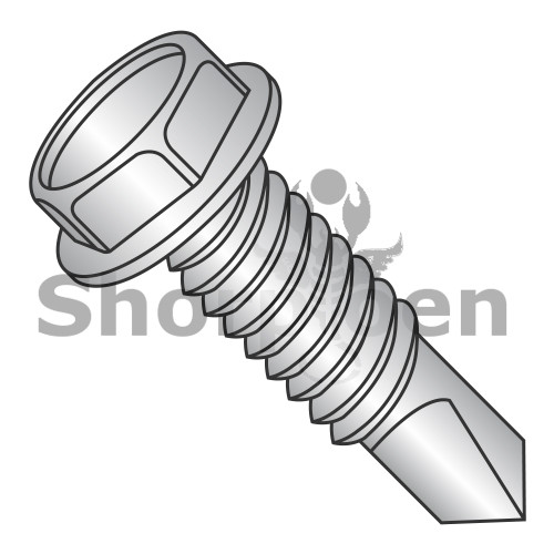 12-24X3/4 Unslotted Hex washer Self Drilling Screw Full Thread 18-8 Stainless Steel (Pack Qty 1,000) BC-1212KWMS188
