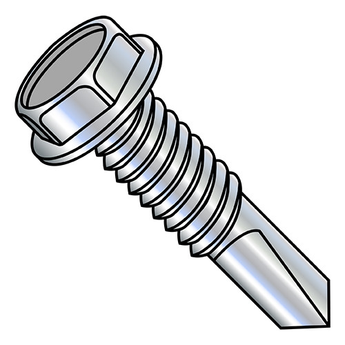 12-24X1 Unslotted Hex washer With number 4 Point Full Thread Self drilling Screw Zinc (Pack Qty 3,000) BC-1216KWMS4