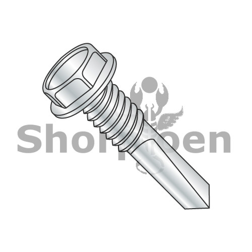12-24X1 Unslotted Hex washer Self Drilling Screw #5 Point Full Thread Zinc (Pack Qty 3,000) BC-1216KWMS5