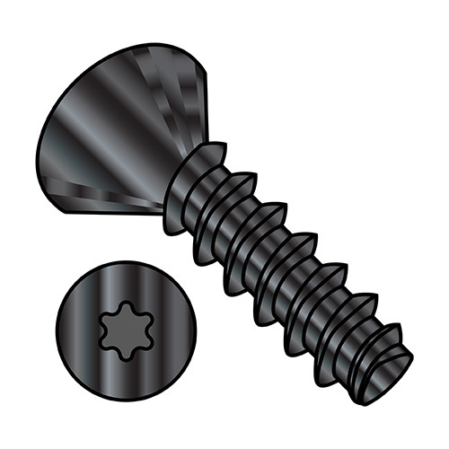 8-16X1/2 6 Lobe Flat Thread Rolling Screws 48-2 Fully Threaded Black Oxide and Wax (Pack Qty 10,000) BC-0808LTFB