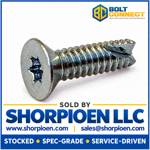 8-32X1/2 6 Lobe Flat Thread Cutting Screw Type 23 Fully Threaded Zinc (Pack Qty 10,000) BC-08083TF