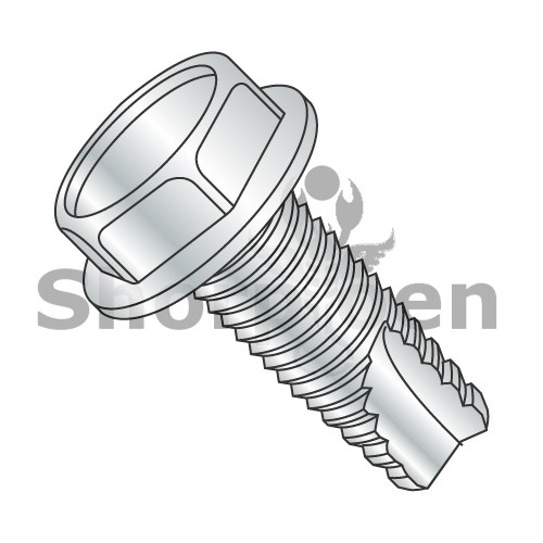10-24X1 Unslotted Indented Hex Washer Thread Cutting Screw Type 23 Fully Threaded Zinc (Pack Qty 4,000) BC-10163W