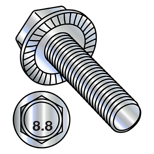 M6-1.0X30 Metric Din 6921 Class 8.8 Indent Hex Flanged Washer Serrated Screw Full Thread Zinc (Pack Qty 1,500) BC-M630MWW8