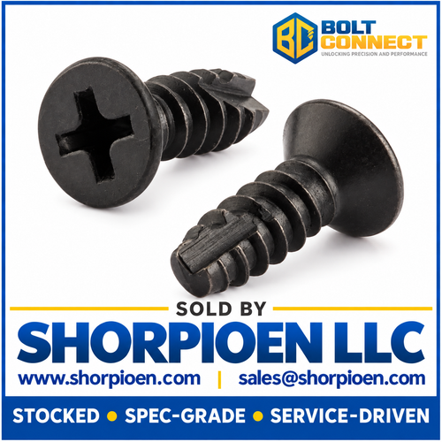 6-20X1/2 Phillips Flat Thread Cutting Screw Type 25 Fully Threaded Black Oxide and Oil (Pack Qty 10,000) BC-06085PFB