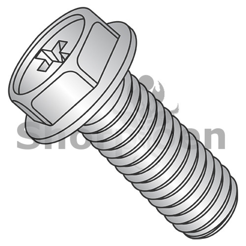 12-24X3/8 Phillips Indented Hex Washer Machine Screw Fully Threaded 18 8 Stainless Steel (Pack Qty 1,000) BC-1206MPW188