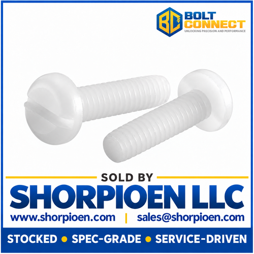 6-32X7/16 Slotted Pan Machine Screw Fully Threaded Nylon (Pack Qty 2,500) BC-0607MSPN