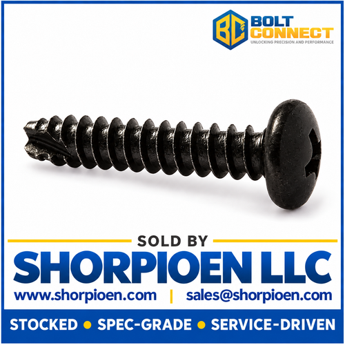 4-24X5/16 Phillips Pan Thread Cutting Screw Type 25 Fully Threaded Black Zinc (Pack Qty 10,000) BC-04055PPBZ