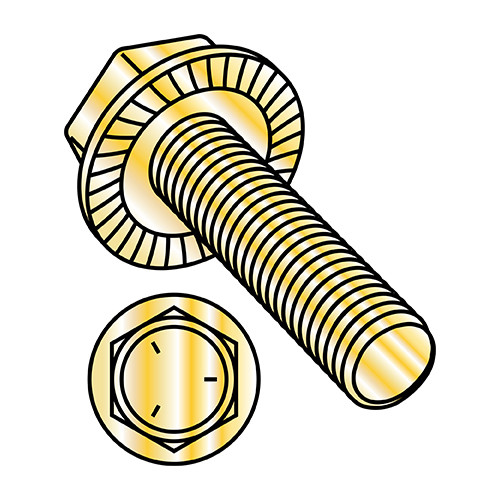1/4-20X3/4 Serrated Hex Flanged Washer Full Thread Grade 5 w/Head Markings Zinc Yellow (Pack Qty 2,500) BC-1412MWW5Y