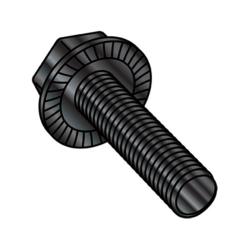 6-32X1/4 Serrated Hex Flanged Washer Full Thread Screw Black Oxide (Pack Qty 10,000) BC-0604MWWB