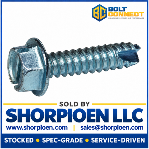 6-20X3/8 Slotted Indented Hex Washer Thread Cutting Screw Type 25 Full Threaded Zinc (Pack Qty 10,000) BC-06065SW