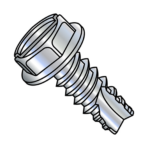 1/4-14X1/2 Slotted Indented Hex Washer Thread Cutting Screw Type 25 Full Threaded Zinc (Pack Qty 3,000) BC-14085SW