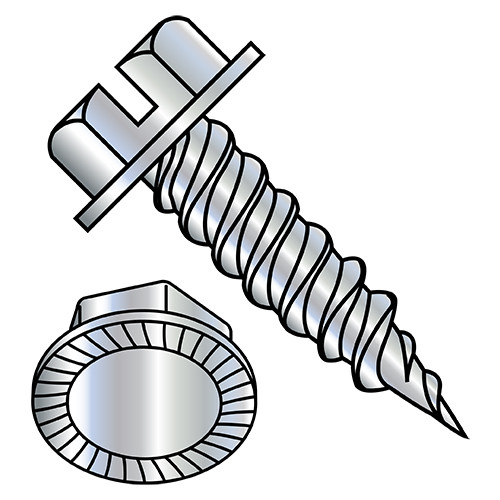 10-16X3/4 Slotted Ind Hex Washer Serrated 1/4" Across The Flats Full Thread Self Piercing Needle Zinc (Pack Qty 6,000) BC-1012PSWS