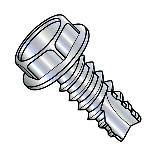 3/8-12X1 Unslotted Indented Hex Washer Thread Cutting Screw Type 25 Fully Threaded Zinc A (Pack Qty 750) BC-37165W