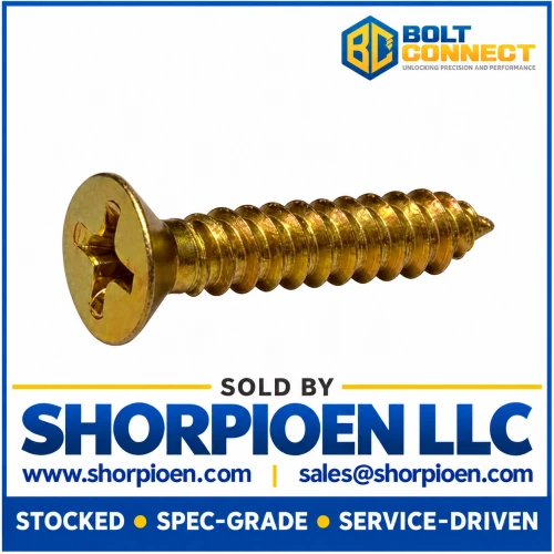 8-18X1 Phillips Flat Self Tapping Screw Type AB Fully Threaded Zinc Yellow And (Pack Qty 7,000) BC-0816ABPFY