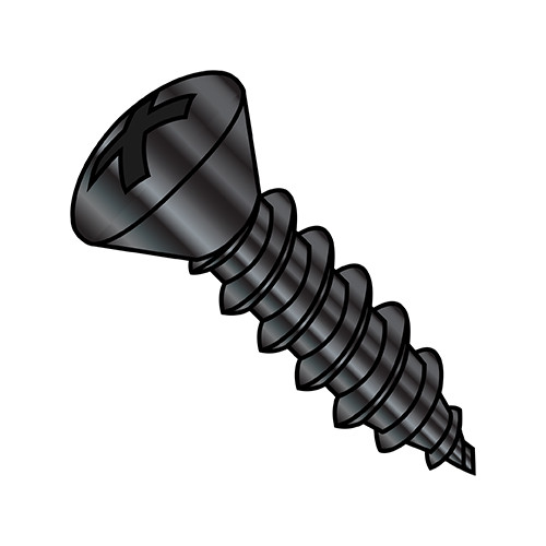 8-18X1 1/2 Phillips Oval Self Tapping Screw Type A B Fully Threaded Black Oxide (Pack Qty 4,000) BC-0824ABPOB