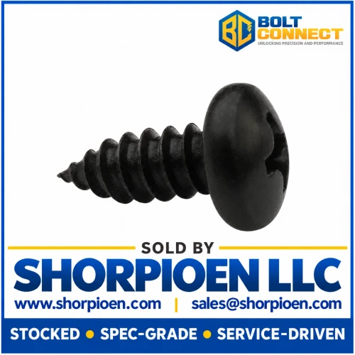 4-24X1/4 Phillips Pan Self Tapping Screw Type A B Fully Threaded Black Oxide (Pack Qty 10,000) BC-0404ABPPB