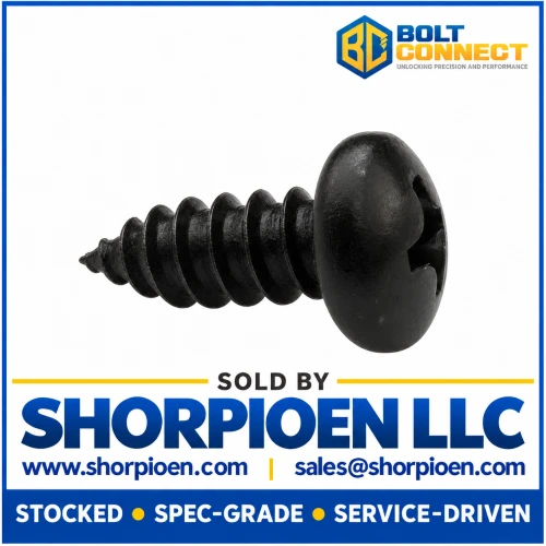 8-18X1 1/2 Phillips Pan Self Tapping Screw Type A B Fully Threaded Black Zinc (Pack Qty 3,000) BC-0824ABPPBZ