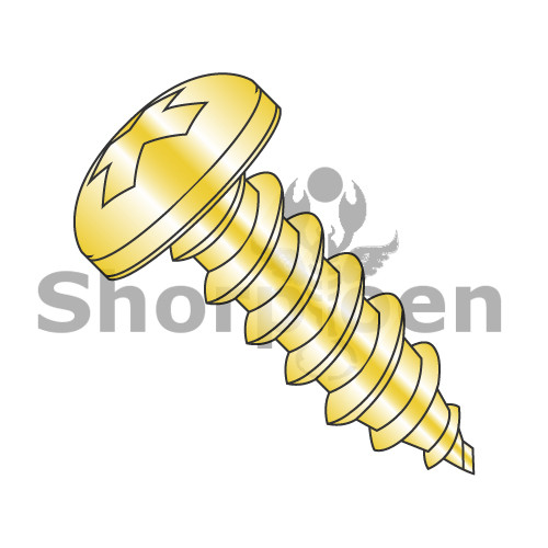 8-18X3/8 Phillips Pan Self Tapping Screw Type A B Fully Threaded Zinc Yellow and (Pack Qty 10,000) BC-0806ABPPY