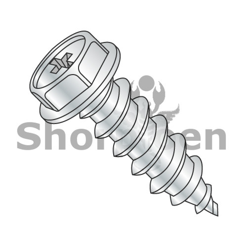 1/4-14X1/2 Phillips Indented Hex Washer Self Tapping Screw Type AB Fully Threaded Zinc (Pack Qty 4,000) BC-1408ABPW