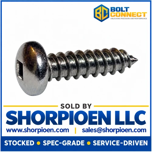 8-18X3/8 Square Pan Self Tapping Screw Type A B Fully Threaded 18 8 Stainless Steel (Pack Qty 5,000) BC-0806ABQP188
