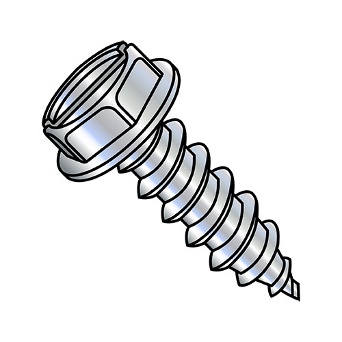 1/4-14X7/8 Slotted Indented Hex Washer Self Tapping Screw Type AB Fully Threaded Zinc (Pack Qty 3,000) BC-1414ABSW