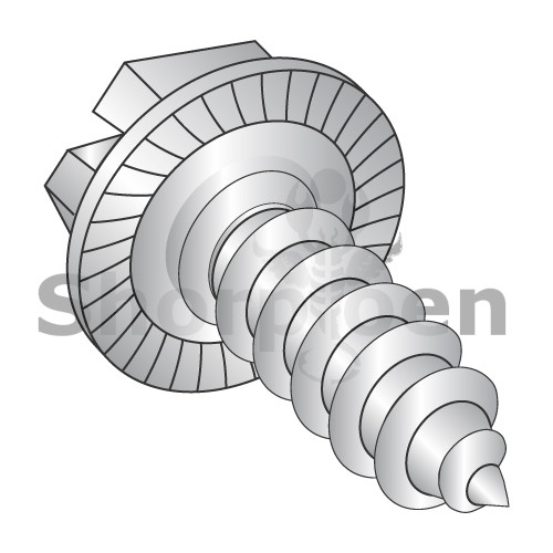 1/4-14X3/4 Indent Hex Washer Slotted Self Tap Screw AB Serrated Full Thread 18-8 Stainless St (Pack Qty 1,500) BC-1412ABSWS188
