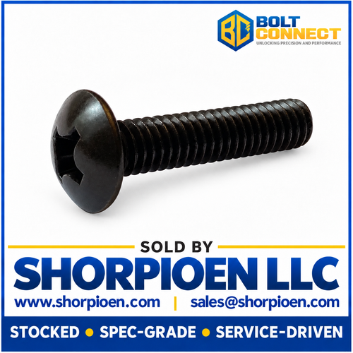 8-32X1 1/4 Phillips Full Contour Truss Machine Screw Fully Threaded Black Zinc (Pack Qty 4,000) BC-0820MPTBZ