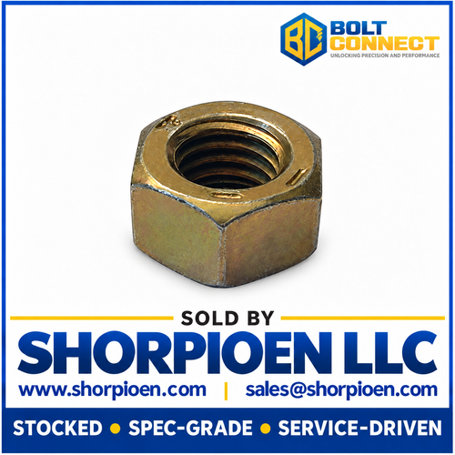7/8-9 Hex Jam Nut Grade 8 Zinc Yellow (Pack Qty 200) BC-87NJ8