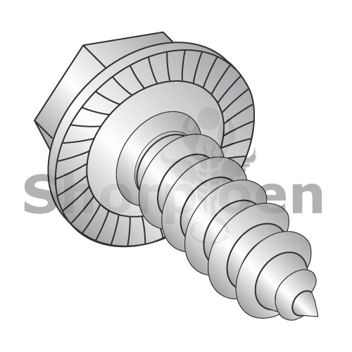 8-18X1/2 Unslotted Indent Hex washer Serrated Self Tap Screw Type A B Full Thread 18 8 Stainless (Pack Qty 5,000) BC-0808ABWS188