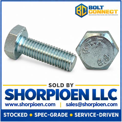 M10-1.50 x 12 Din 933 8.8 Fully Threaded Hex Cap Screw Zinc (Pack Qty 100) BC-M1012D9338 P