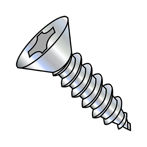 12-11X1 3/4 Phillips Flat Self Tapping Screw Type A Fully Threaded Zinc (Pack Qty 2,500) BC-1228APF