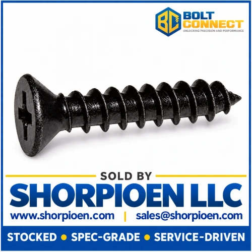 6-18X1 Phillips Flat Self Tapping Screw Type A Fully Threaded Black Oxide (Pack Qty 10,000) BC-0616APFB