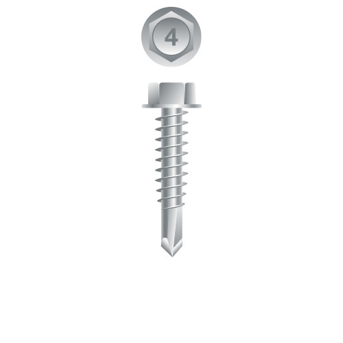 14-14 x 5 410 Stainless Steel Unslotted Indented Hex Washer Head, Self-Drilling, Passivated & Waxed Point# 3 (Pack Qty 20) 4H1480I