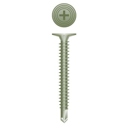 8-18 x 1-1/4 Cement Board Phillips Wafer Head with Nibs, Hi-Low, Spoon Point, Cement Board Screws, Ruspert Coating Point# 2 (Pack Qty 200) CB814I