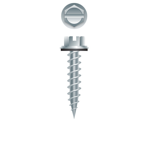 8 x 3/4 Needle Point Slotted Indented Hex Washer Head w/Bonded Washer, Zinc Plated (Pack Qty 5000) NA812