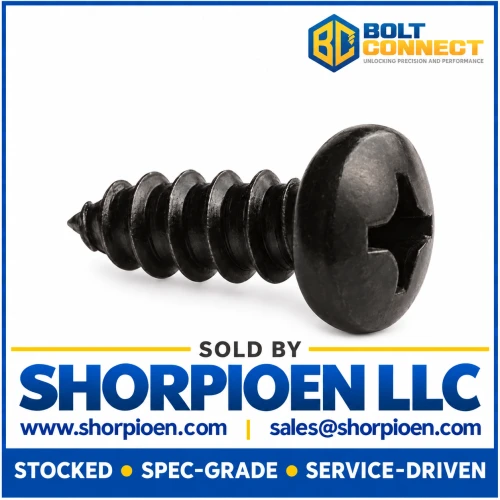 6-18X3/4 Phillips Pan Self Tap Screw Type A Full Thread 18 8 Stainless Steel Black Oxide (Pack Qty 5,000) BC-0612APP188B