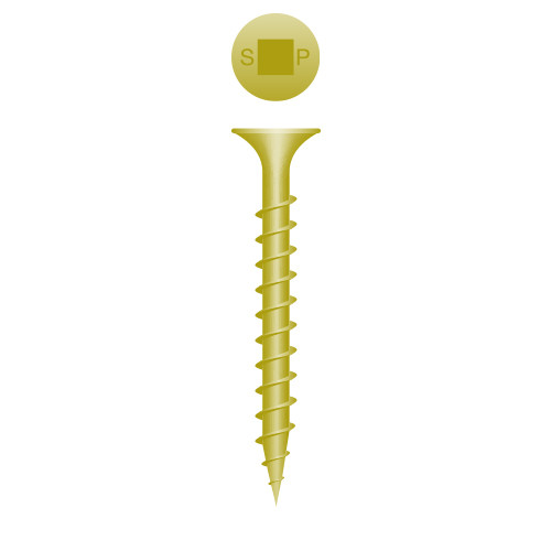 8 x 2-1/2 Outdoor Square Drive Bugle Head, Coarse Thread, Zinc Yellow (Pack Qty 2500) 822QCY
