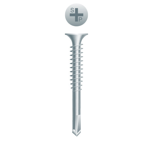 8-18 x 2 Phillips Bugle Head Pilot Point, Zinc Plated Point# 2 (Pack Qty 500) D820ZV