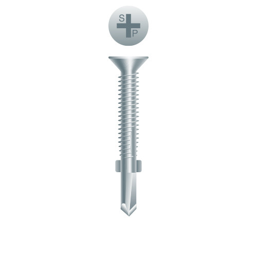 1/4-20 x 3-3/4 Phillips Flat Head Reamer with Wings, Zinc Plated Point# 4 (Pack Qty 500) R334