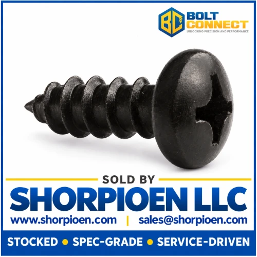 6-18X3/4 Phillips Pan Self Tapping Screw Type A Fully Threaded Black Zinc (Pack Qty 10,000) BC-0612APPBZ