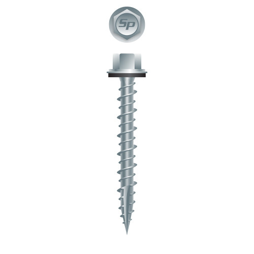 10-14 x 2 Pole Gripper Unslotted Indented Hi-Hex Washer Head w/Shoulder and 304 Stainless (Pack Qty 350) PGA1032V