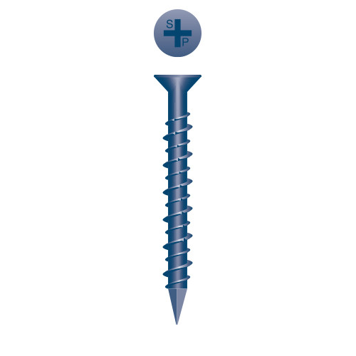 1/4 x 3-1/4 Strongcon Slotted Indented Hex Washer Head, Hi-Low, Notched Threads, Diamond Point, Blue Ceramic Coating (Pack Qty 500) PCF452