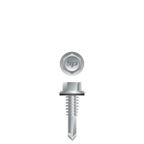 12-24 x 7/8 Unslotted Indented Hex Washer Head with Bonded Washer, Strong-Shield Coated Point# 4 (Pack Qty 3000) HA4C