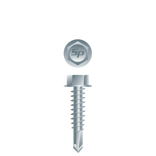 14-14 x 1** Unslotted Indented Hex Washer Head with Locking Serrations, Zinc Plated Point# 3 (Pack Qty 2500) H14167