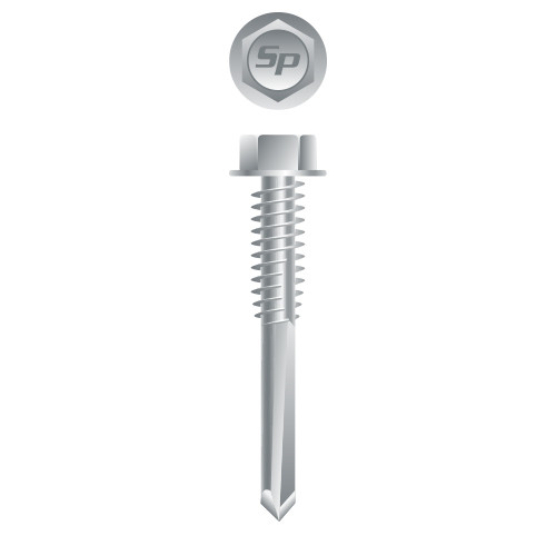 12-24 x 2 Unslotted Indented Hex Washer Head, Strong-Shield Coated Point# 5 (Pack Qty 2000) H53C