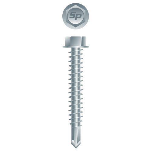 10-16 x 3 Unslotted Indented Hex Washer Head, Zinc Plated Point# 3 (Pack Qty 250) H1048V