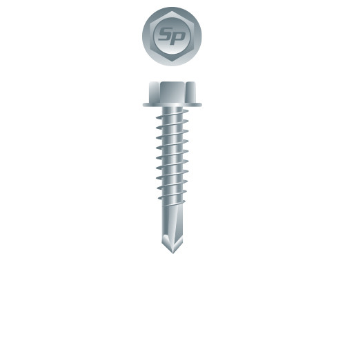 6-20 x 1/2 Unslotted Indented Hex Washer Head, Zinc Plated Point# 2 (Pack Qty 400) H608I